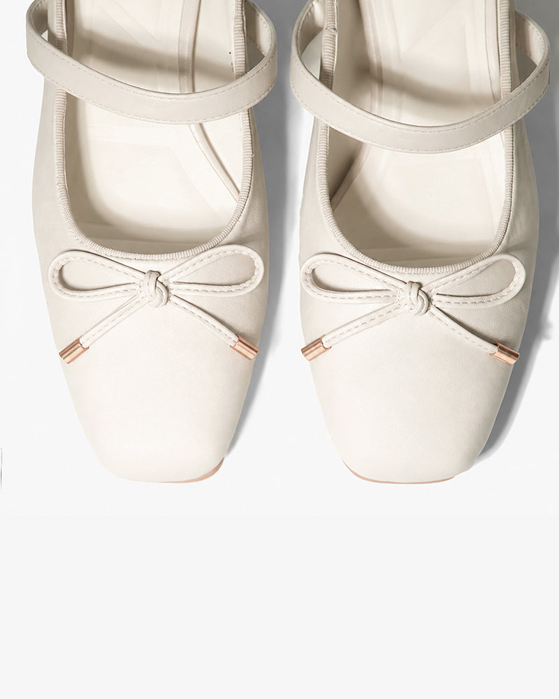 Pink Gold-Tip Bow Block-Heel