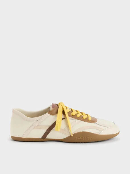 Nylon & Leather Sneakers (Cream)