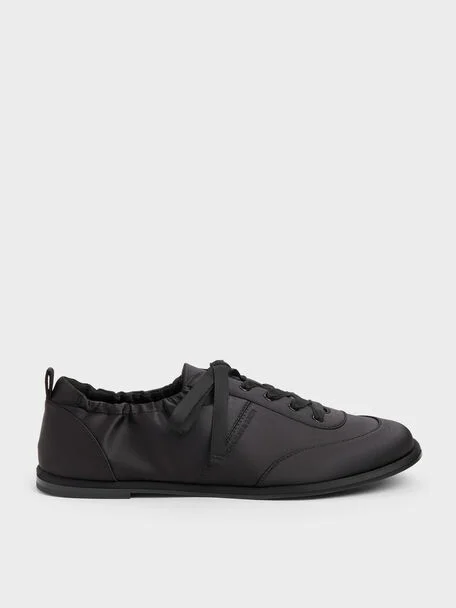 Satin Ruched Sneakers (Black Textured)