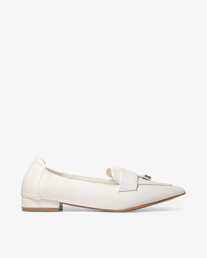 Black Pebble Grain Pointed-Toe Loafers