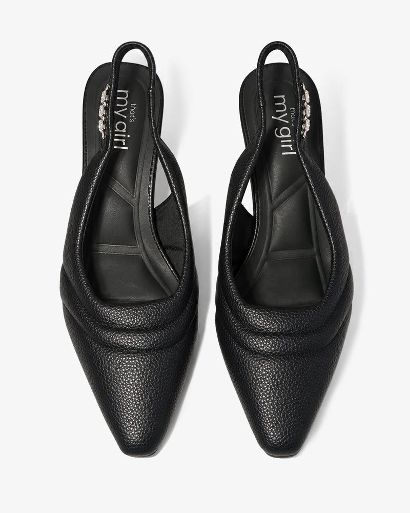 Black Crystal Slingback Heels