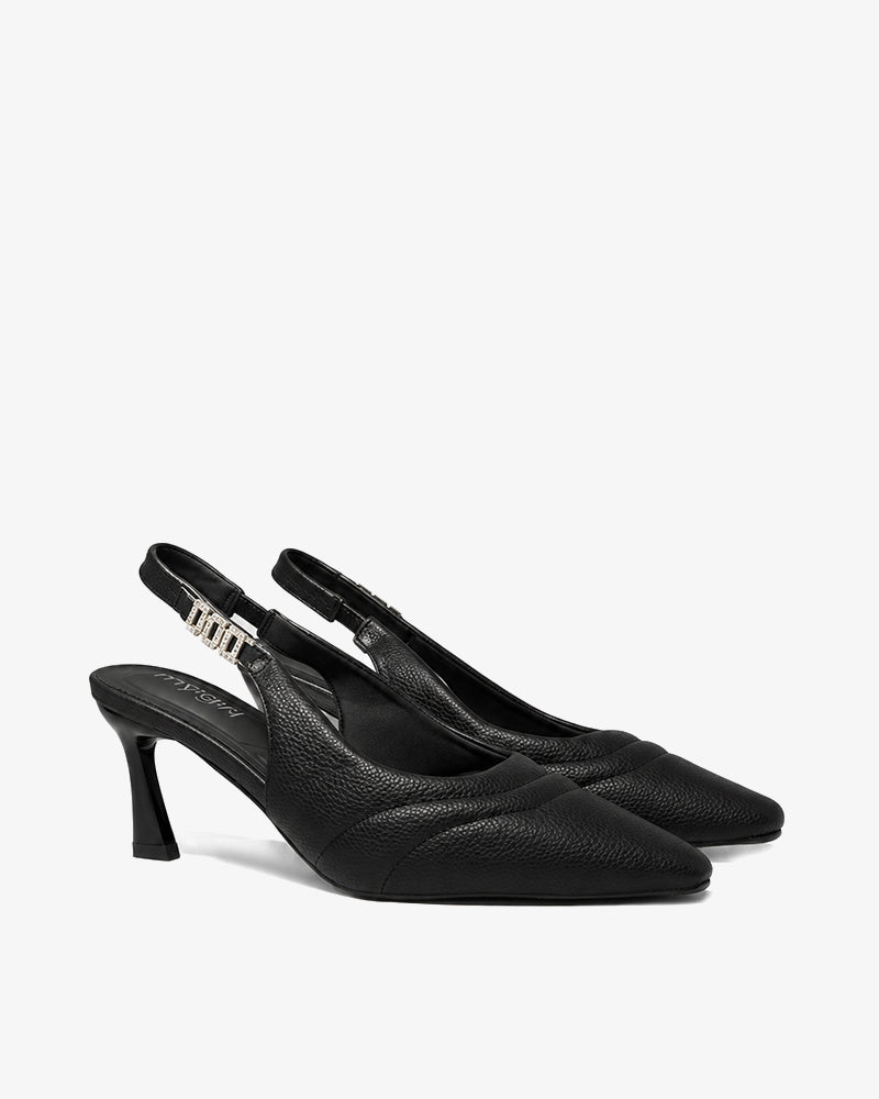 Black Crystal Slingback Heels