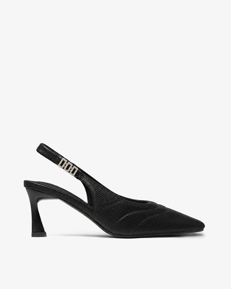 Black Crystal Slingback Heels