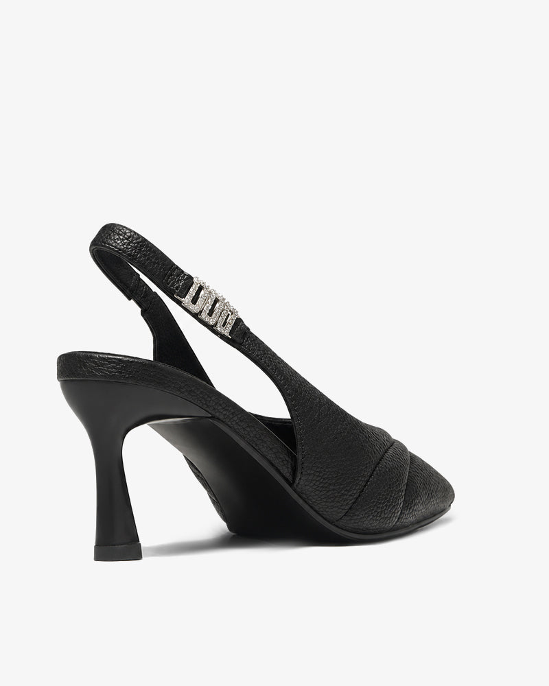 Black Crystal Slingback Heels