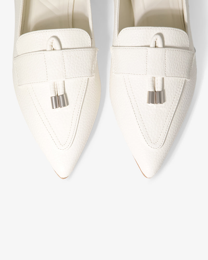 Black Pebble Grain Pointed-Toe Loafers