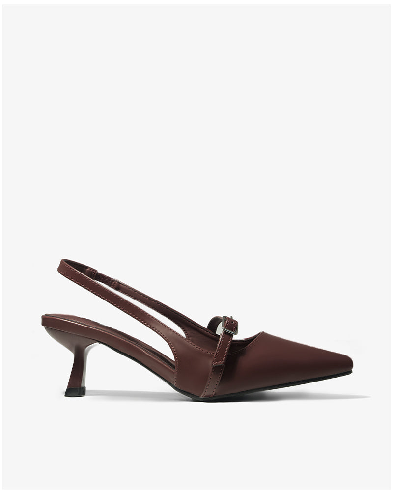 Maroon Slingback Kitten Heels