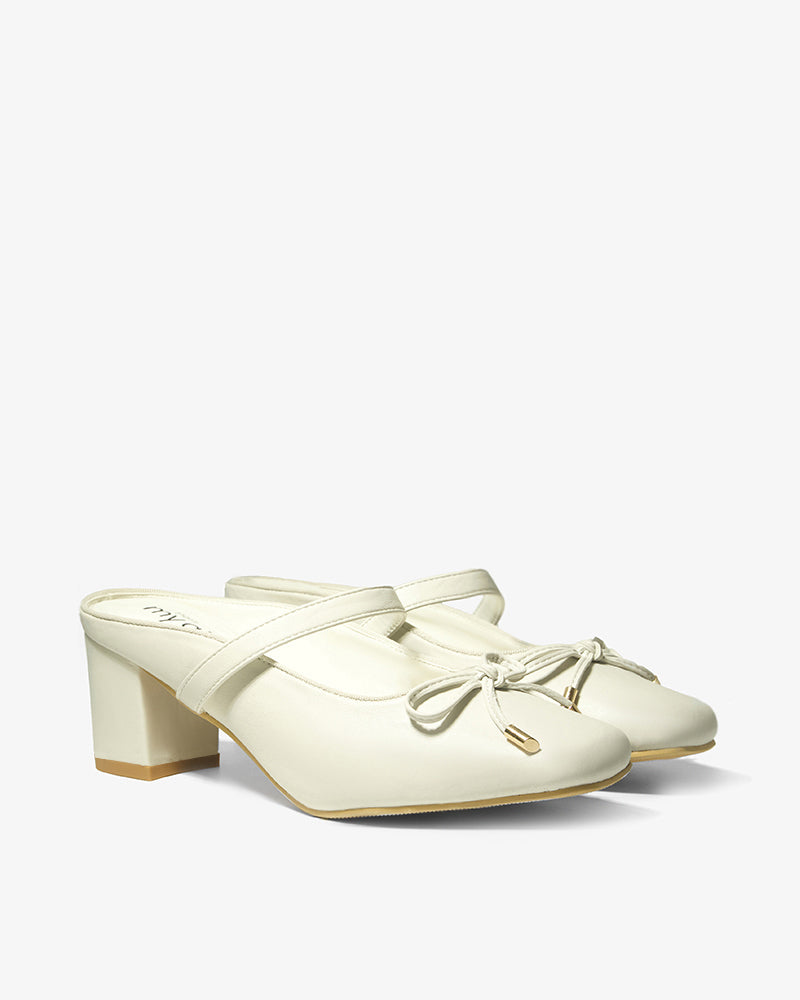 Pink Gold-Tip Bow Block-Heel