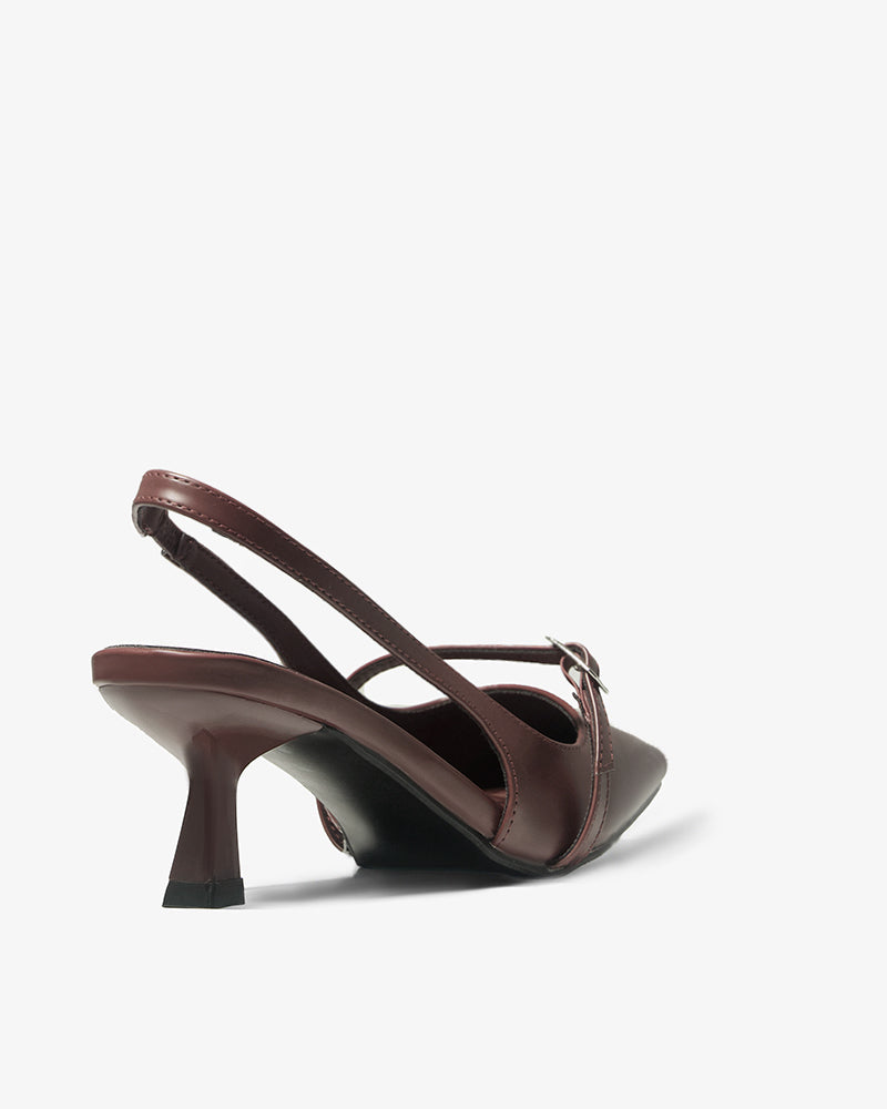Maroon Slingback Kitten Heels