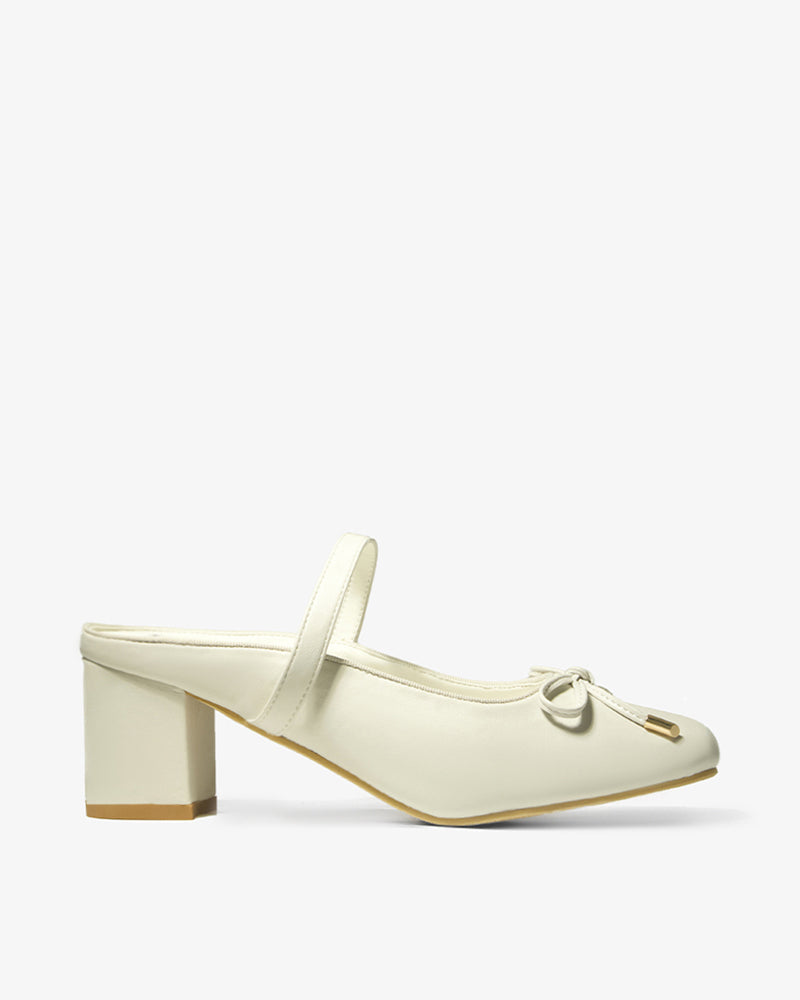 Pink Gold-Tip Bow Block-Heel