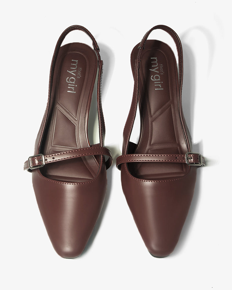 Maroon Slingback Kitten Heels