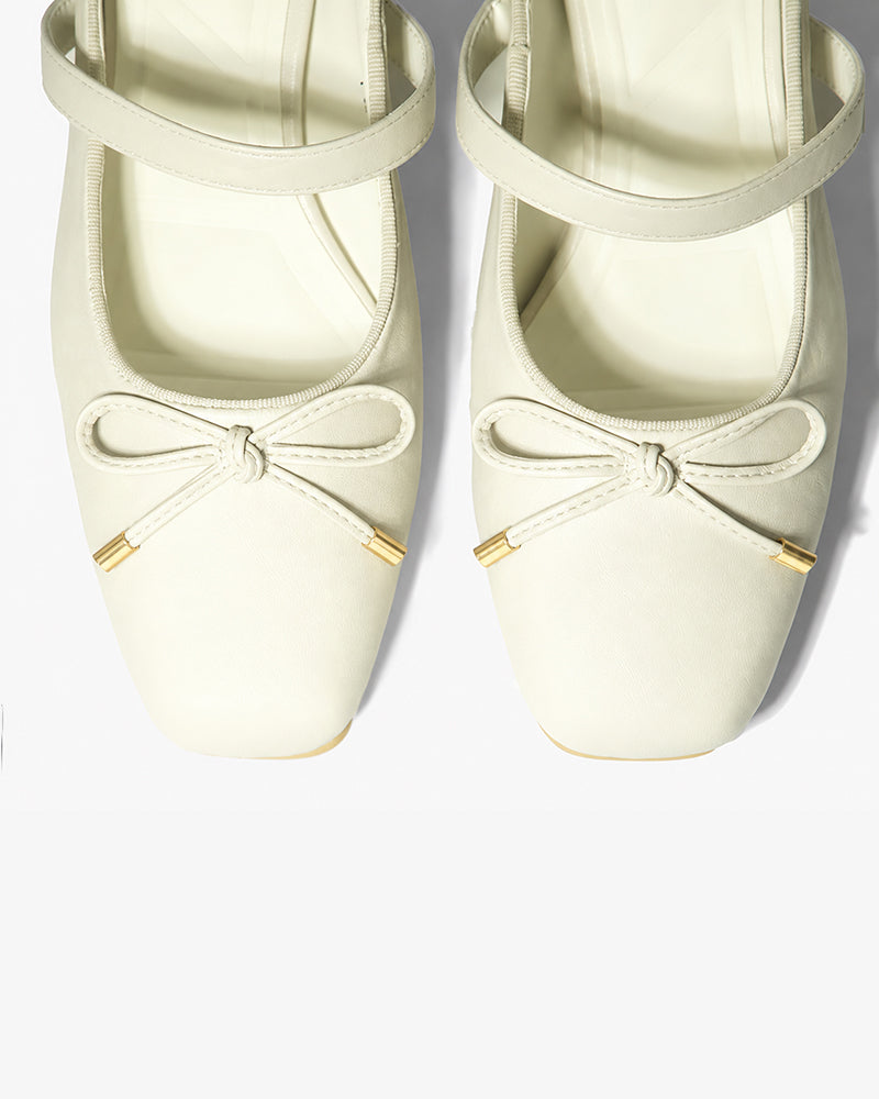 Pink Gold-Tip Bow Block-Heel