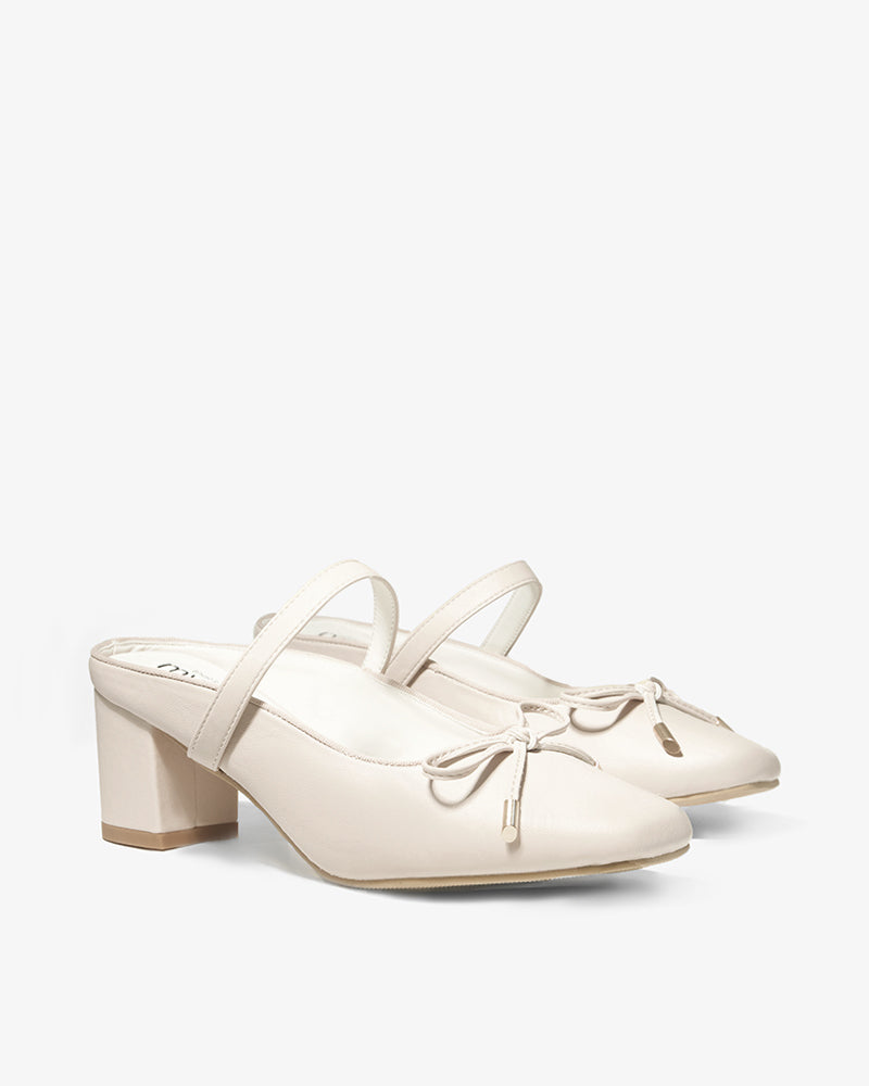 Pink Gold-Tip Bow Block-Heel