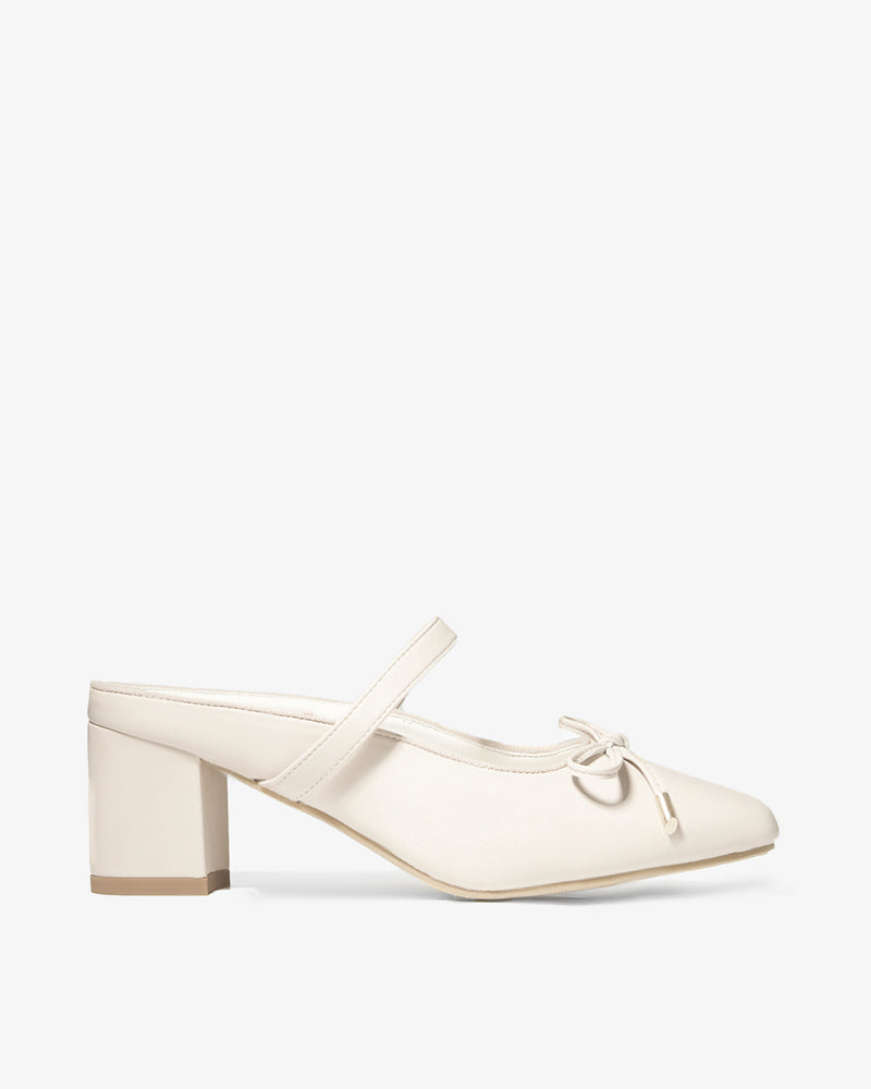 Pink Gold-Tip Bow Block-Heel