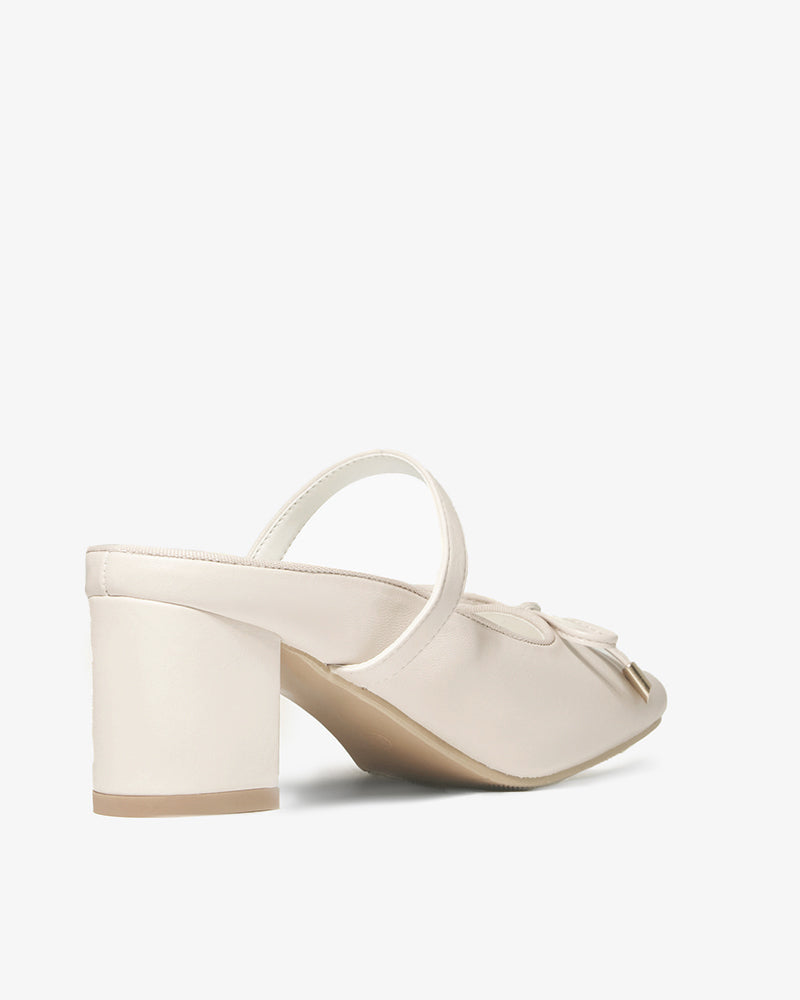 Pink Gold-Tip Bow Block-Heel
