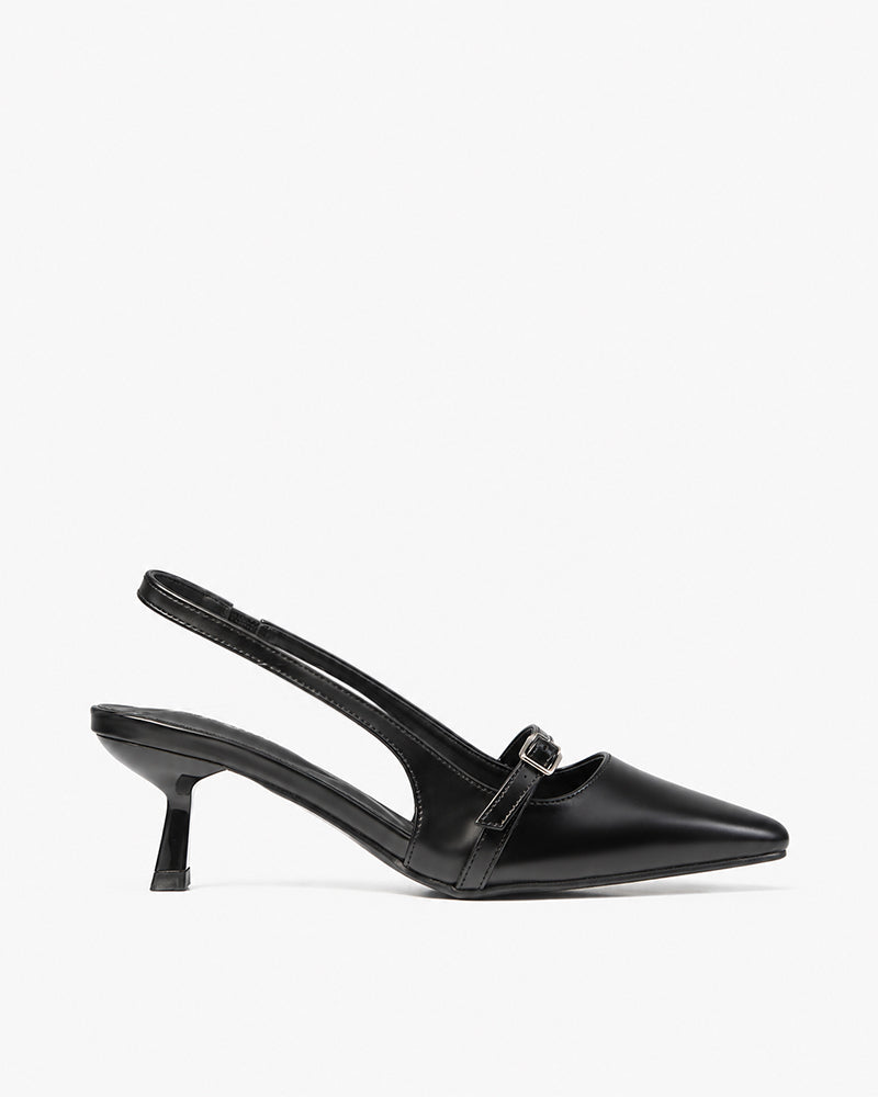 Maroon Slingback Kitten Heels