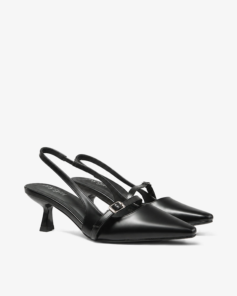 Maroon Slingback Kitten Heels