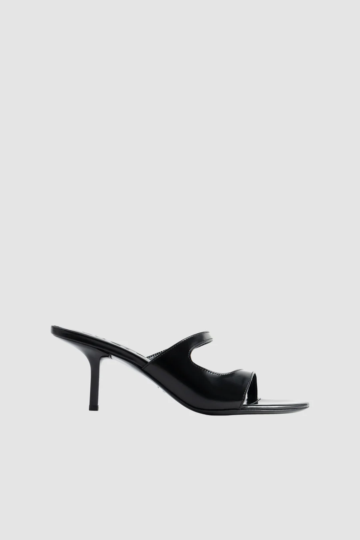 Black Kitten Heel Mules