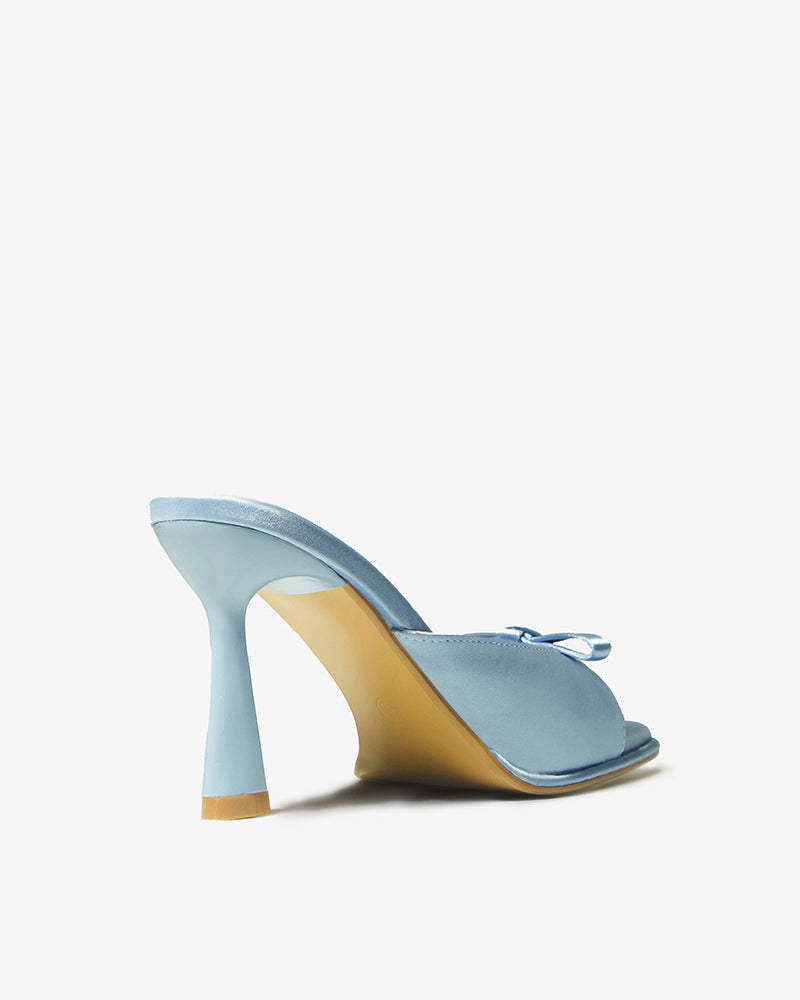 Blue Bow Satin Mule