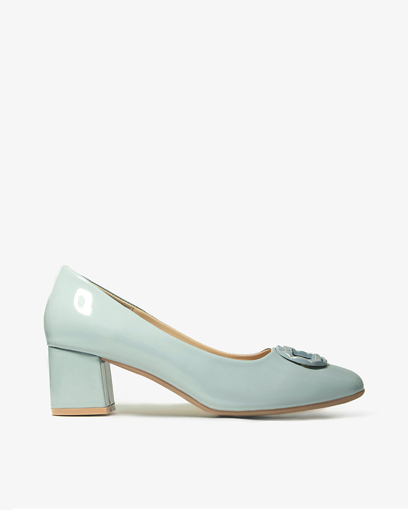 Blue Bow Satin Mule