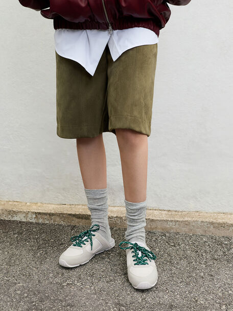 Mesh Lace-Up Sneaker Mules (White)
