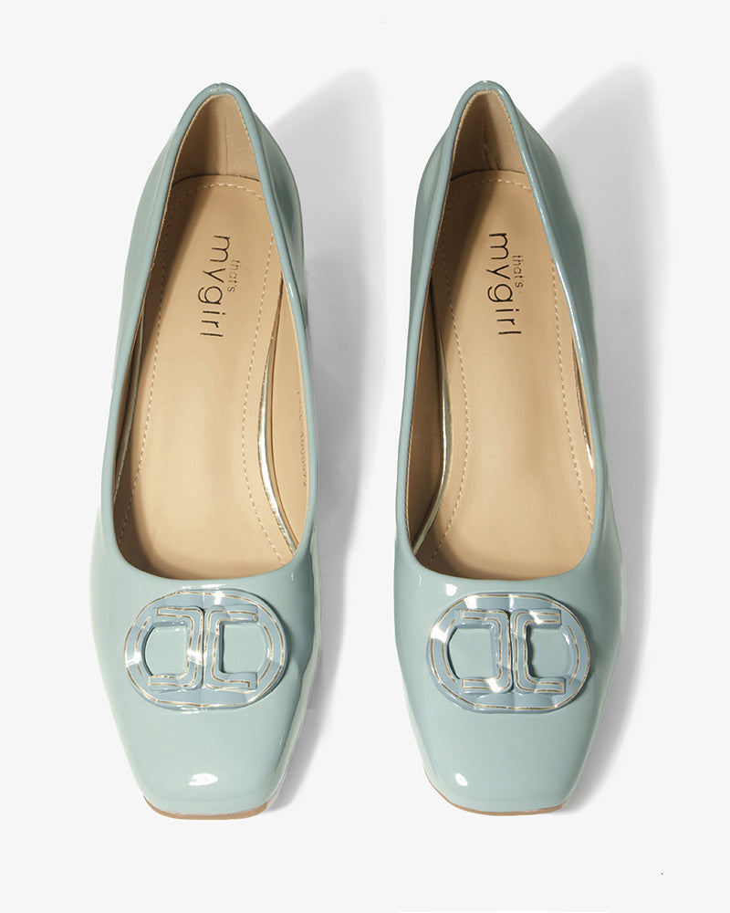 Mint Patent Block-Heel Pump
