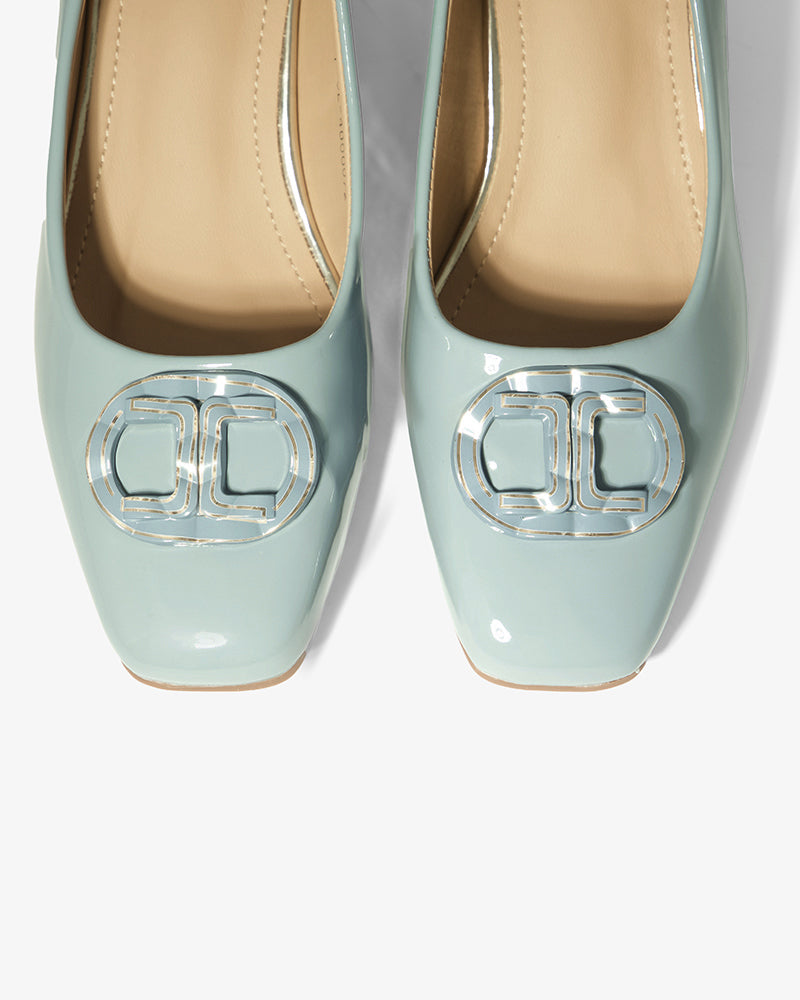 Mint Patent Block-Heel Pump