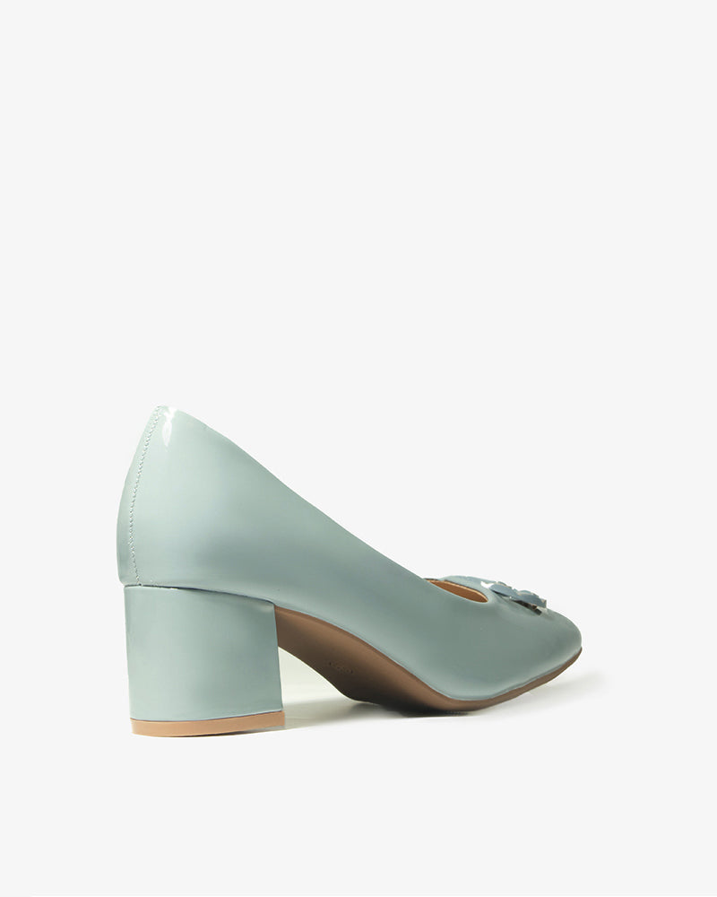 Mint Patent Block-Heel Pump