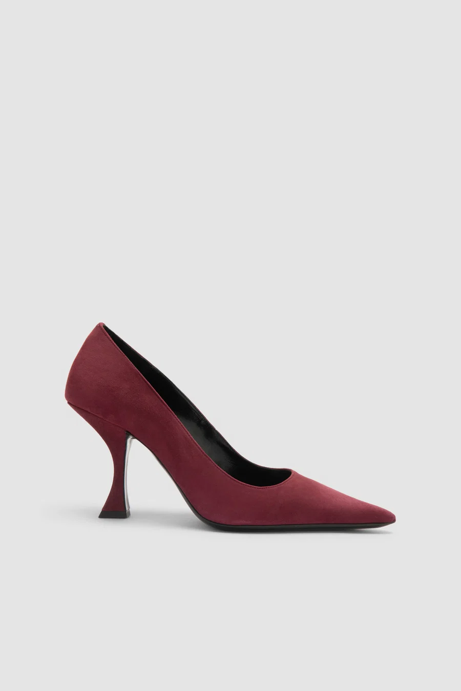 Burgundy Suede Pointed-Toe Pumps