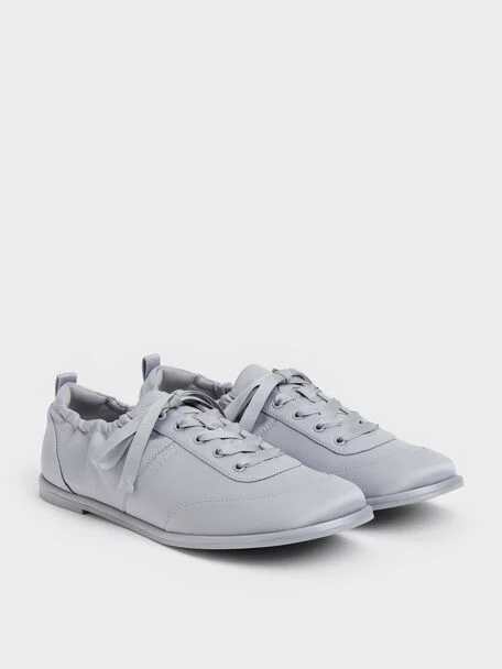 Satin Ruched Sneakers (Grey)