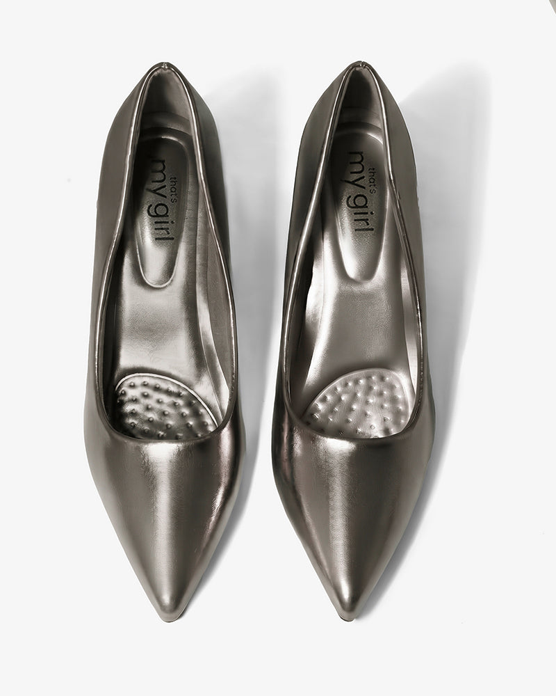 Silver Pointed-Toe Pump