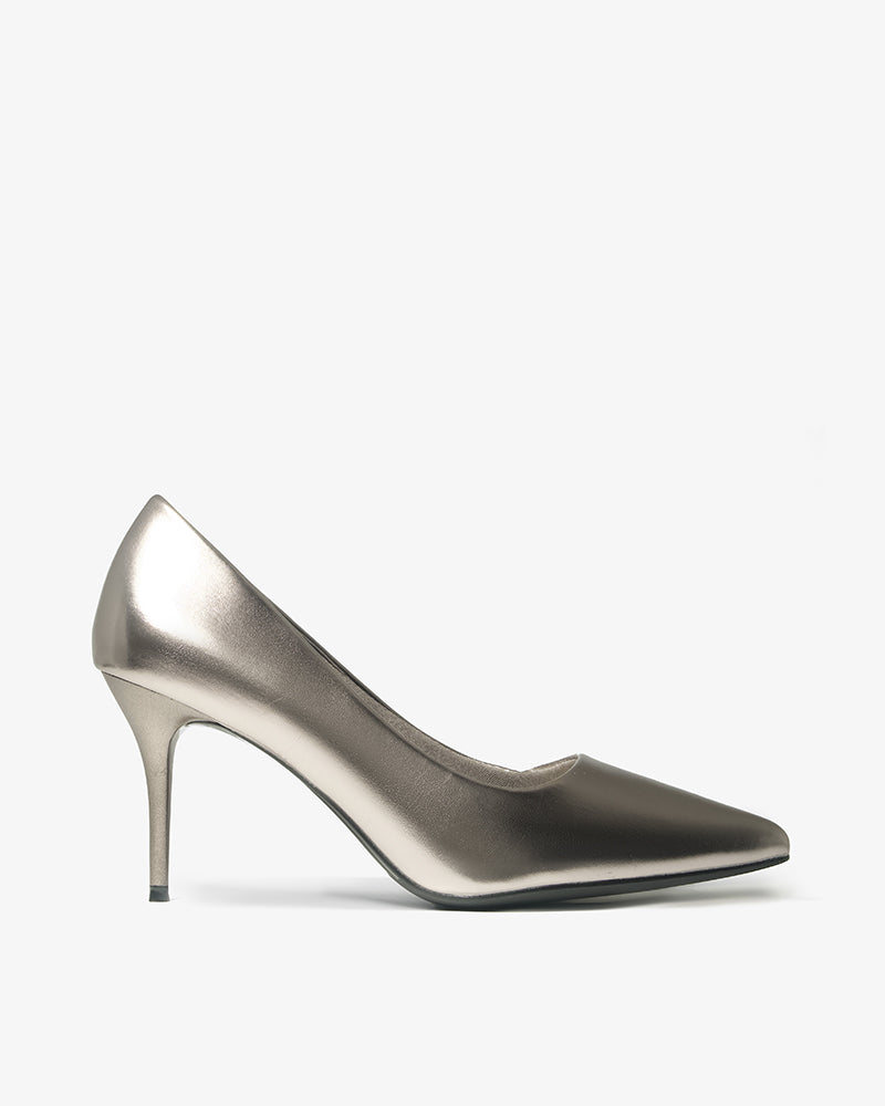 Silver Pointed-Toe Pump