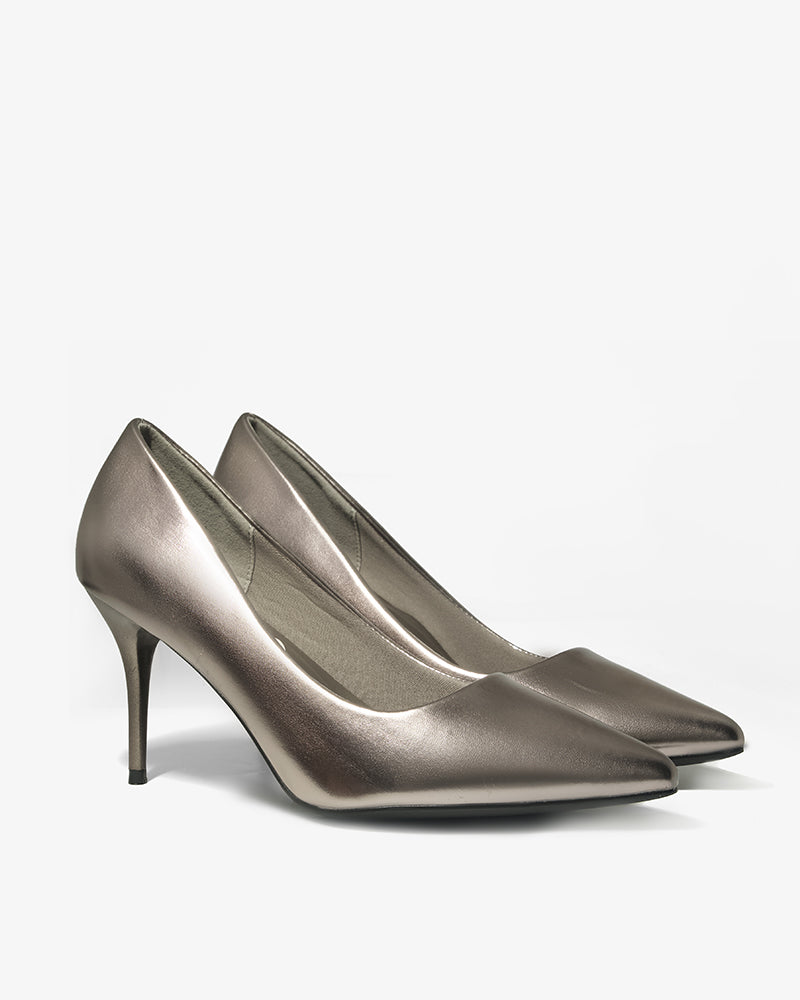 Silver Pointed-Toe Pump