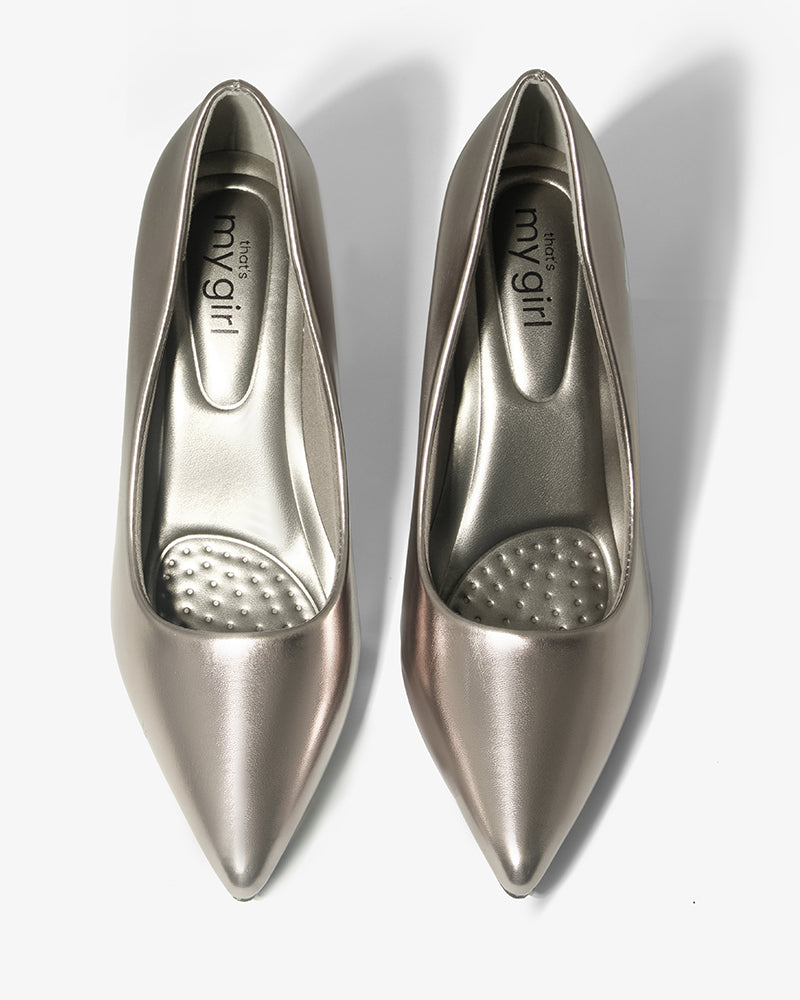 Silver Pointed-Toe Pump