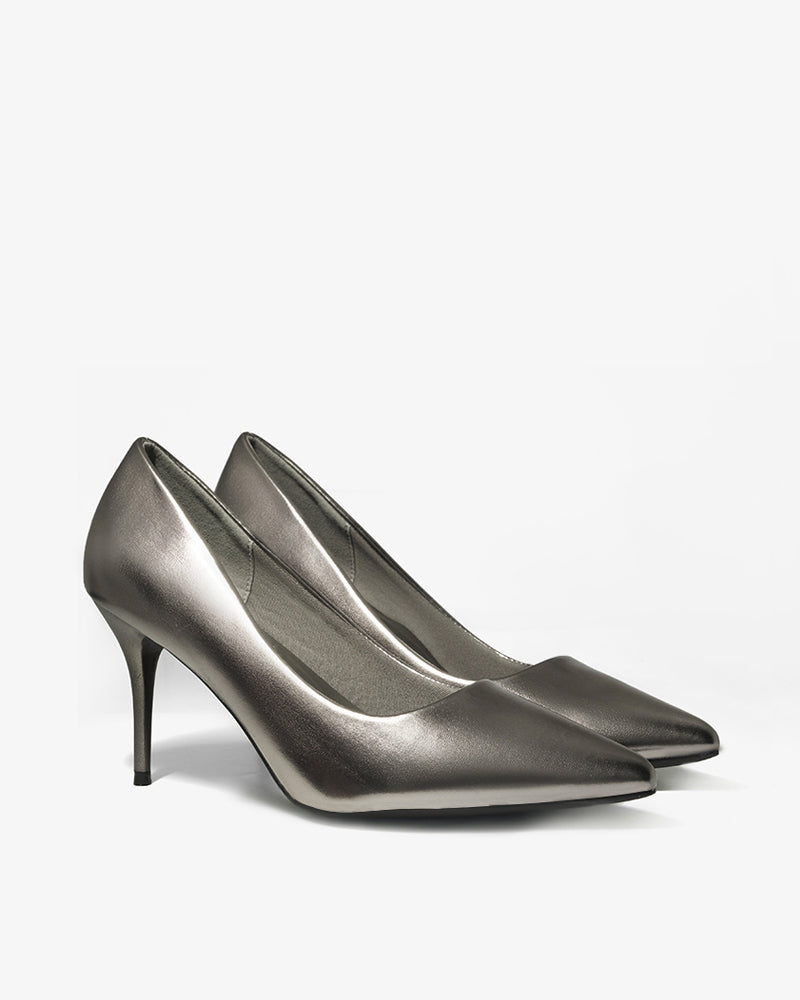 Silver Pointed-Toe Pump