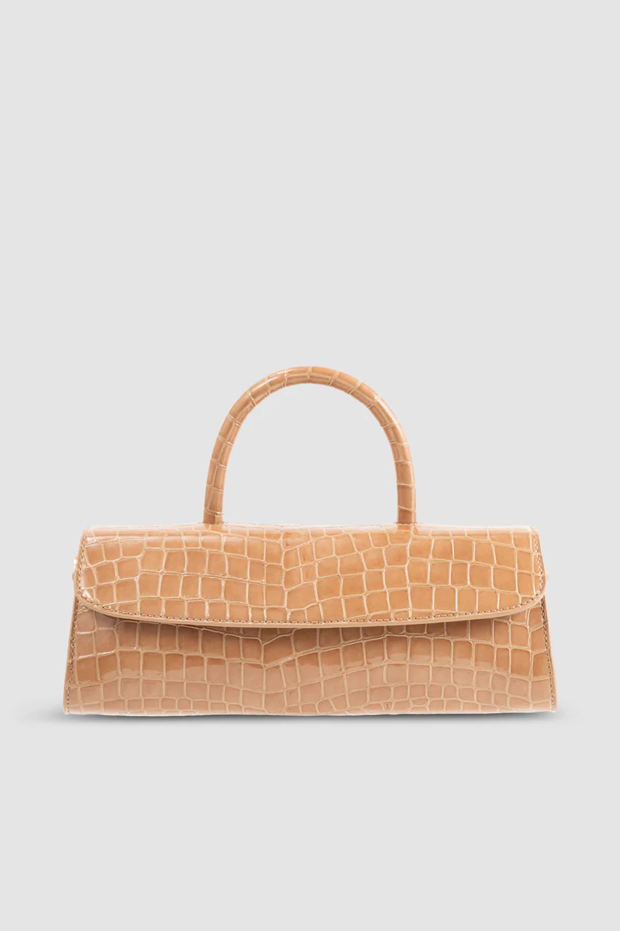 Tan Croc Baguette Bag