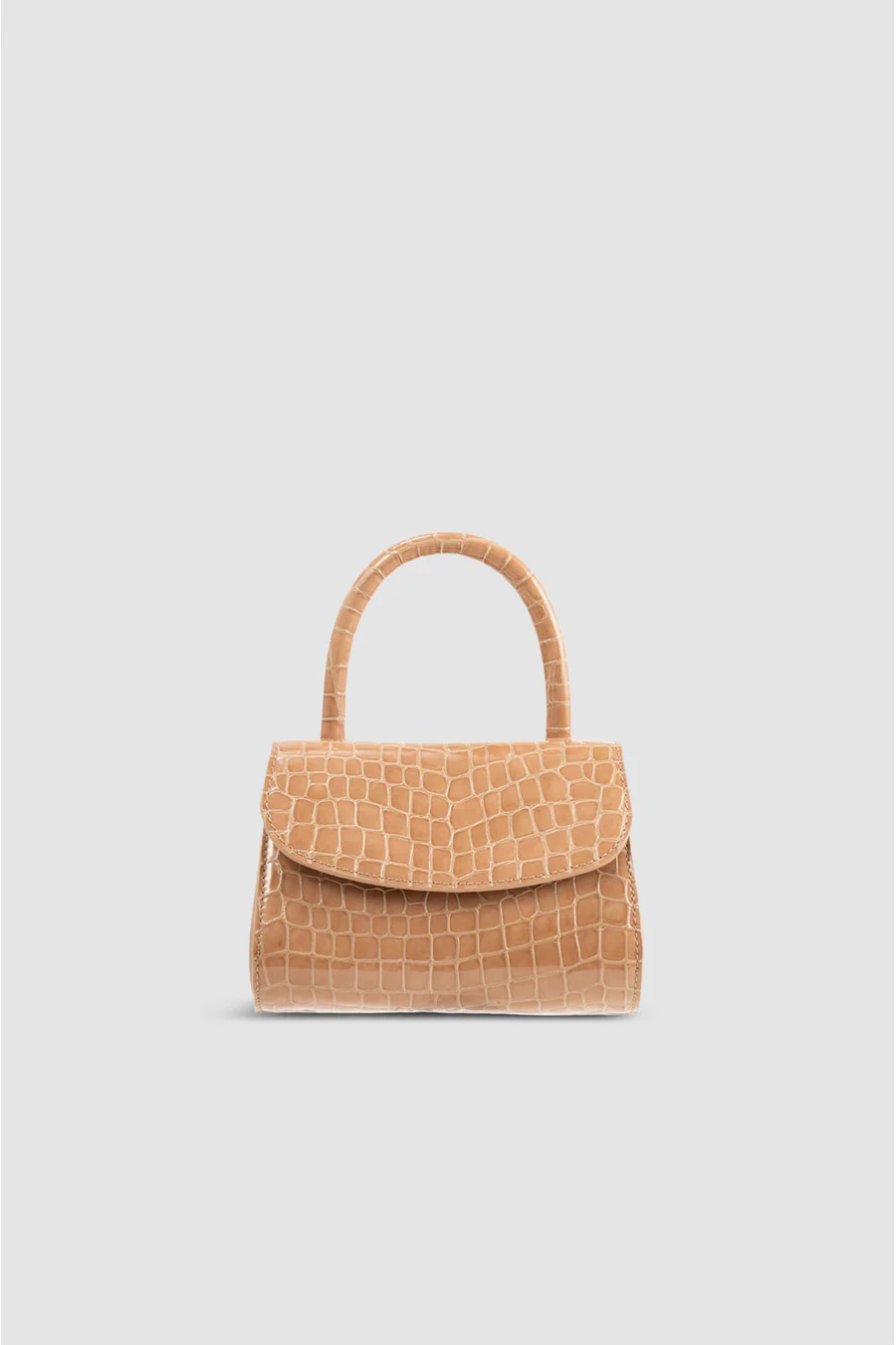 Tan Croc Top Handle Bag